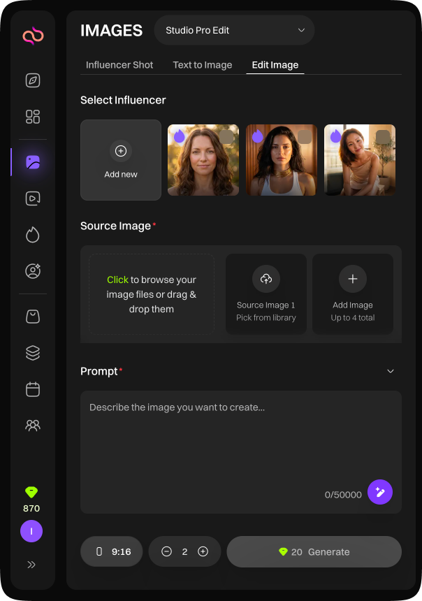 FanPro Studio Edit Image tab in Studio Pro Edit mode